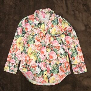 VICTORIA'S SECRET X Mary Katrantzou Pajama Top Womens Pink Floral Satin M